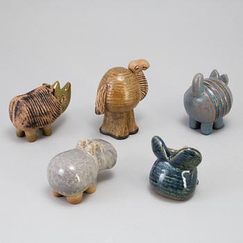 5 stoneware figurines by Lisa Larson for Gustavsberg.