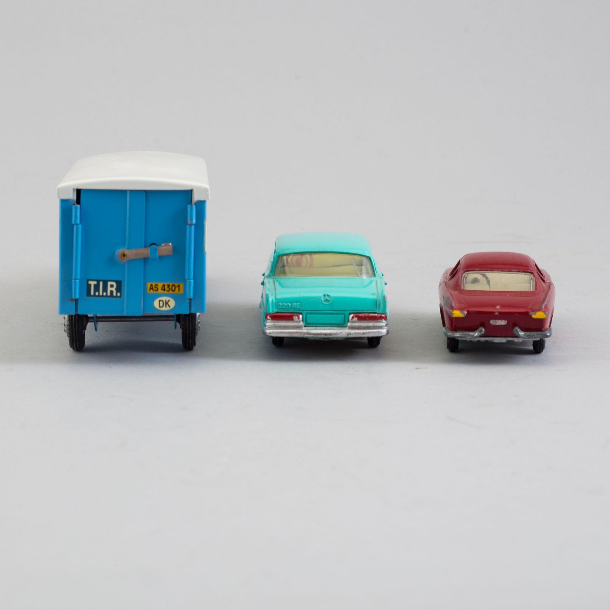 Three tin toy cars, Tekno Denmark, 1960s. - Bukowskis