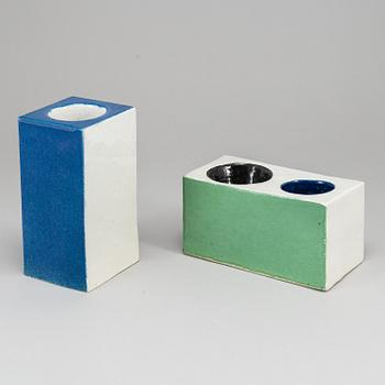 SYLVIA LEUCHOVIUS, two stoneware sculptures/ vases, Rörstrand, Sweden.