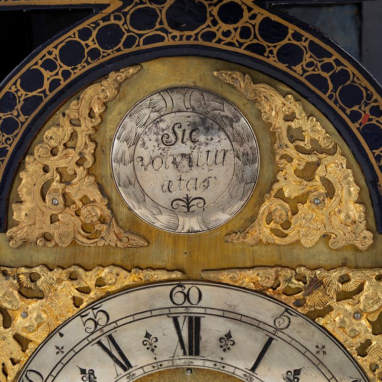 A Swedish late Baroque japanned bracket clock, first part of the 19th century.