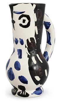 897. A Pablo Picasso 'Cruchon hibou' faience pitcher, Madoura, Vallauris, France 1955.
