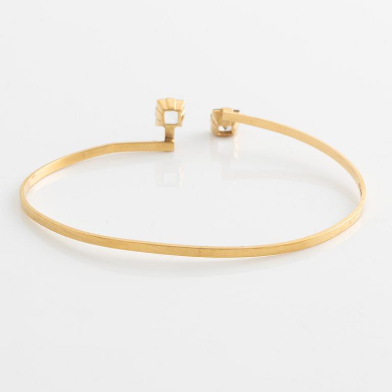 Stigbert, armring, 18K guld med bergkristall.
