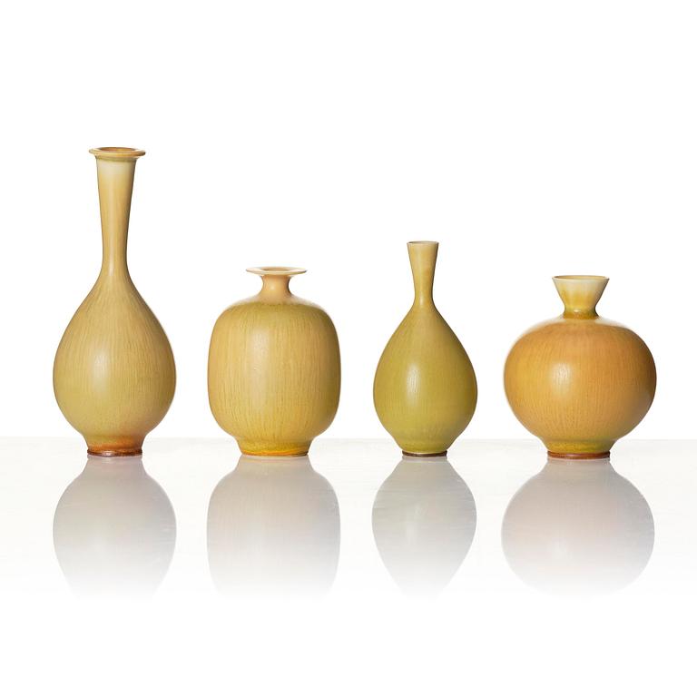 Berndt Friberg, a set of 8 stoneware vases and 2 bowls, Gustavsberg Studio, Sweden, 1959-66.