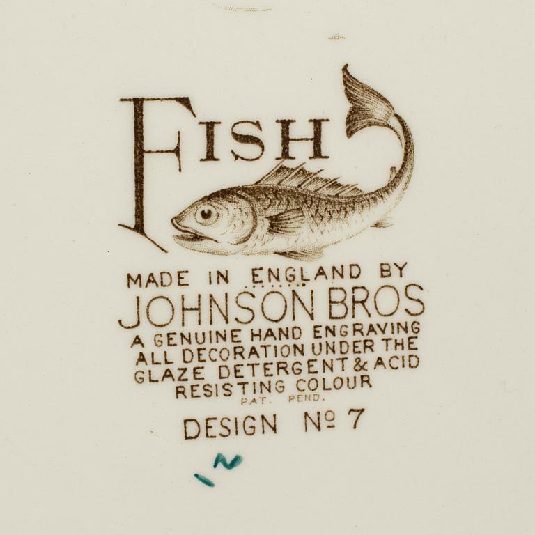 MATSERVIS, 14 delar, "Fish", Johnson Bros, porslin, 1900-talets andra hälft.