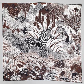 Hermès, a 'Mountain Zebra' silk scarf.