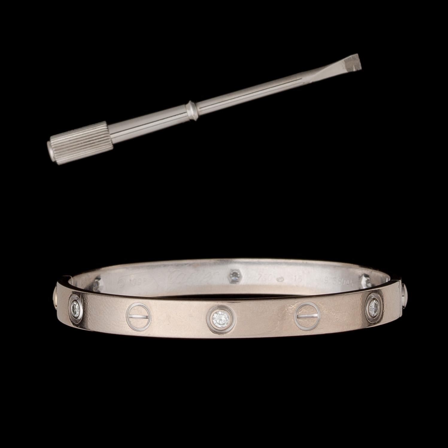 A BRACELET, Cartier LOVE, 18K white gold, six brilliant cut  diamonds.