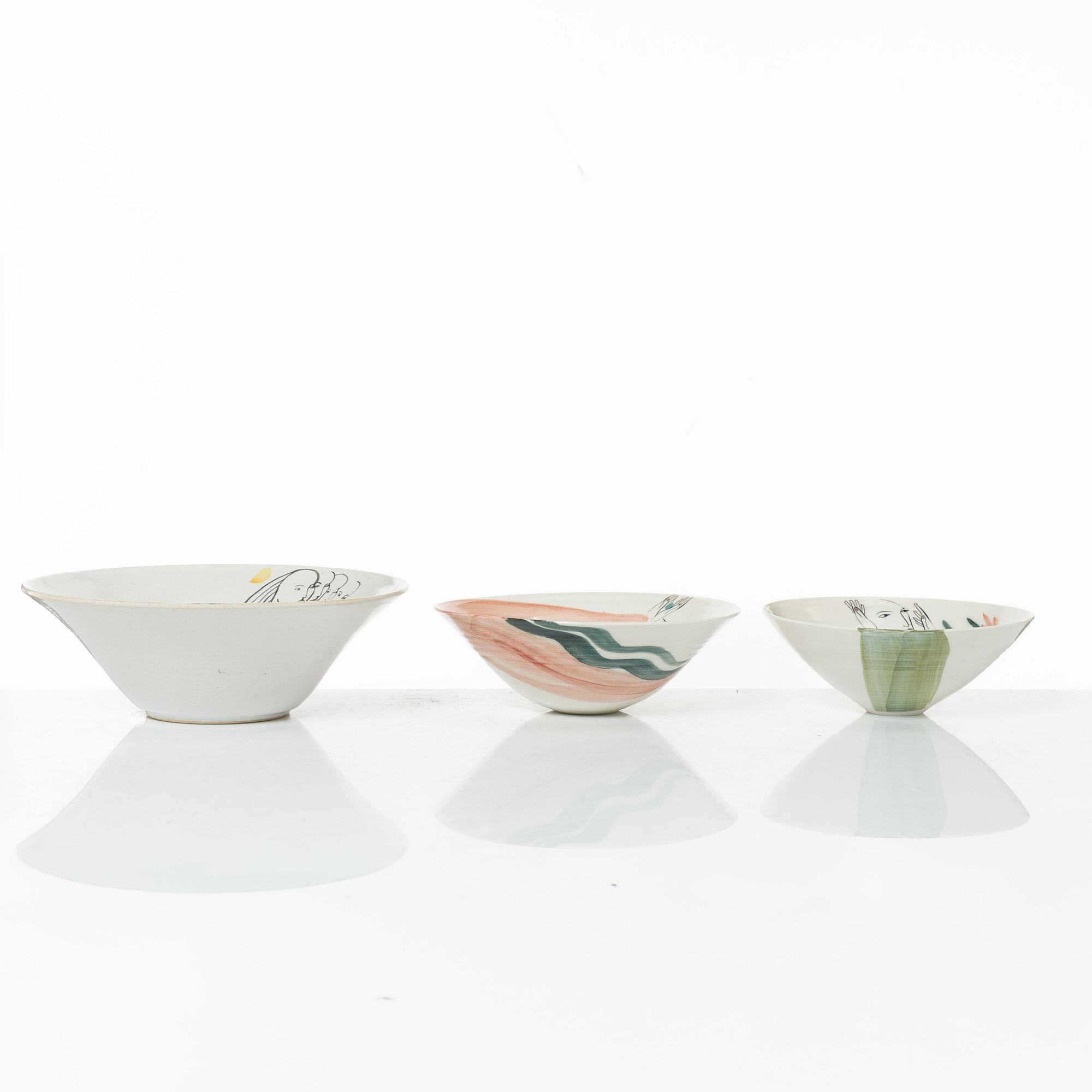 Eva Bengtsson, three stoneware bowls, own studio, Frillesås.
