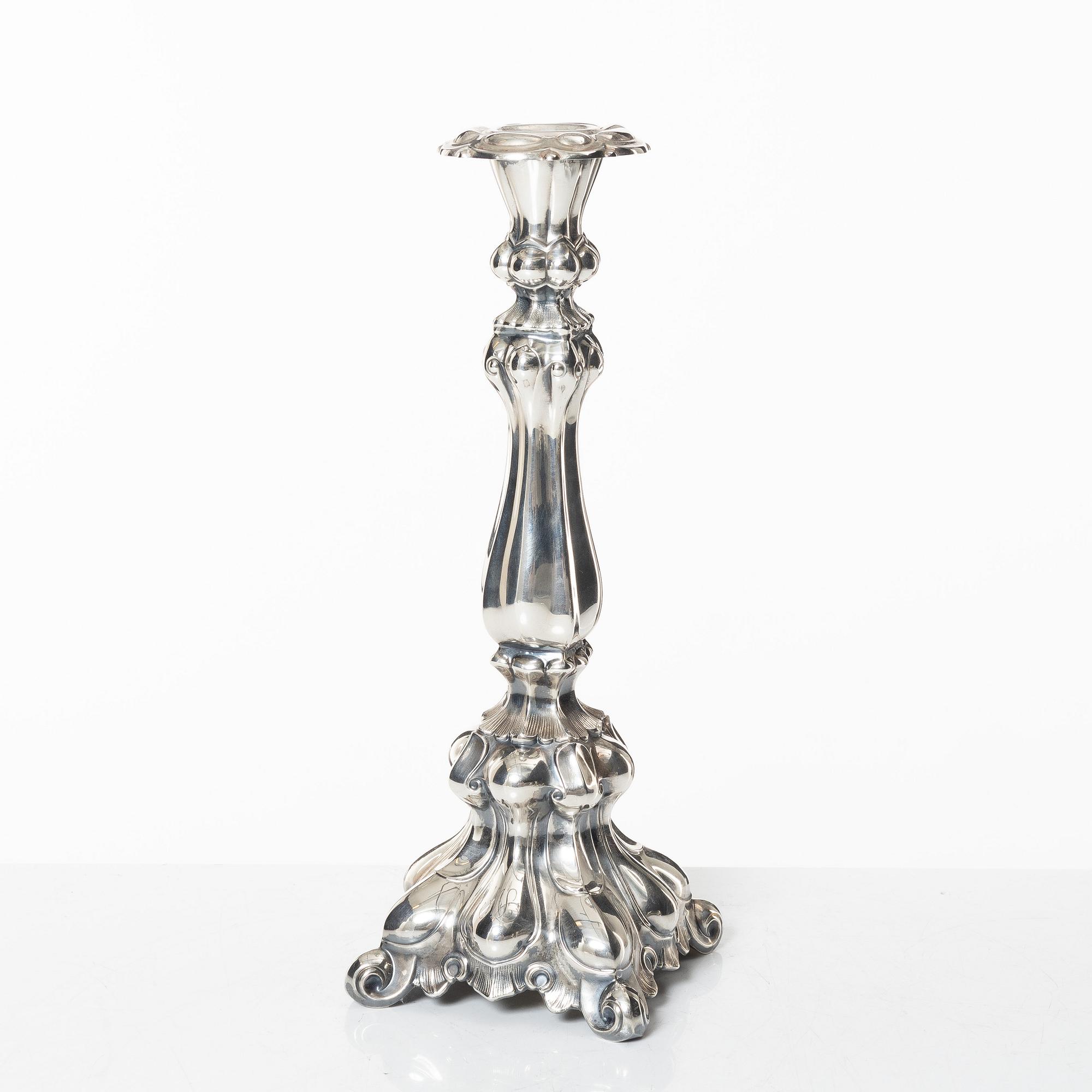 A silver candelabrum, marks of Kultakeskus Oy, Hämeenlinna, Finland 1965.