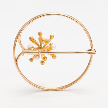 Brosch, 14K guld, pärlor. Westerback, Helsingfors 1969.