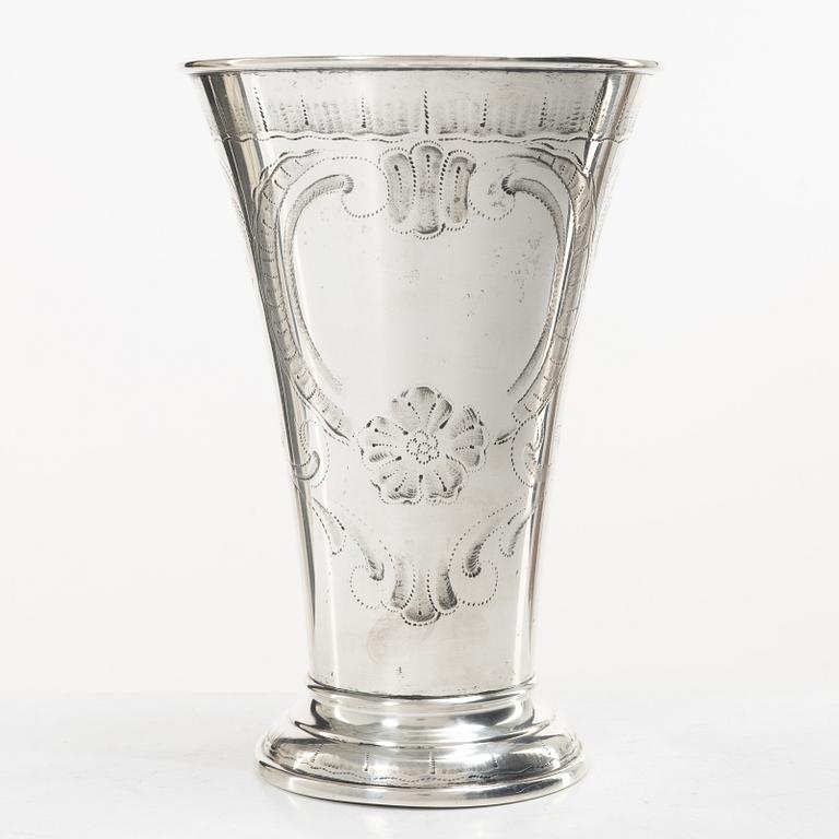 C.G. Hallberg, Beaker, silver, Rococo style, Stockholm 1931.