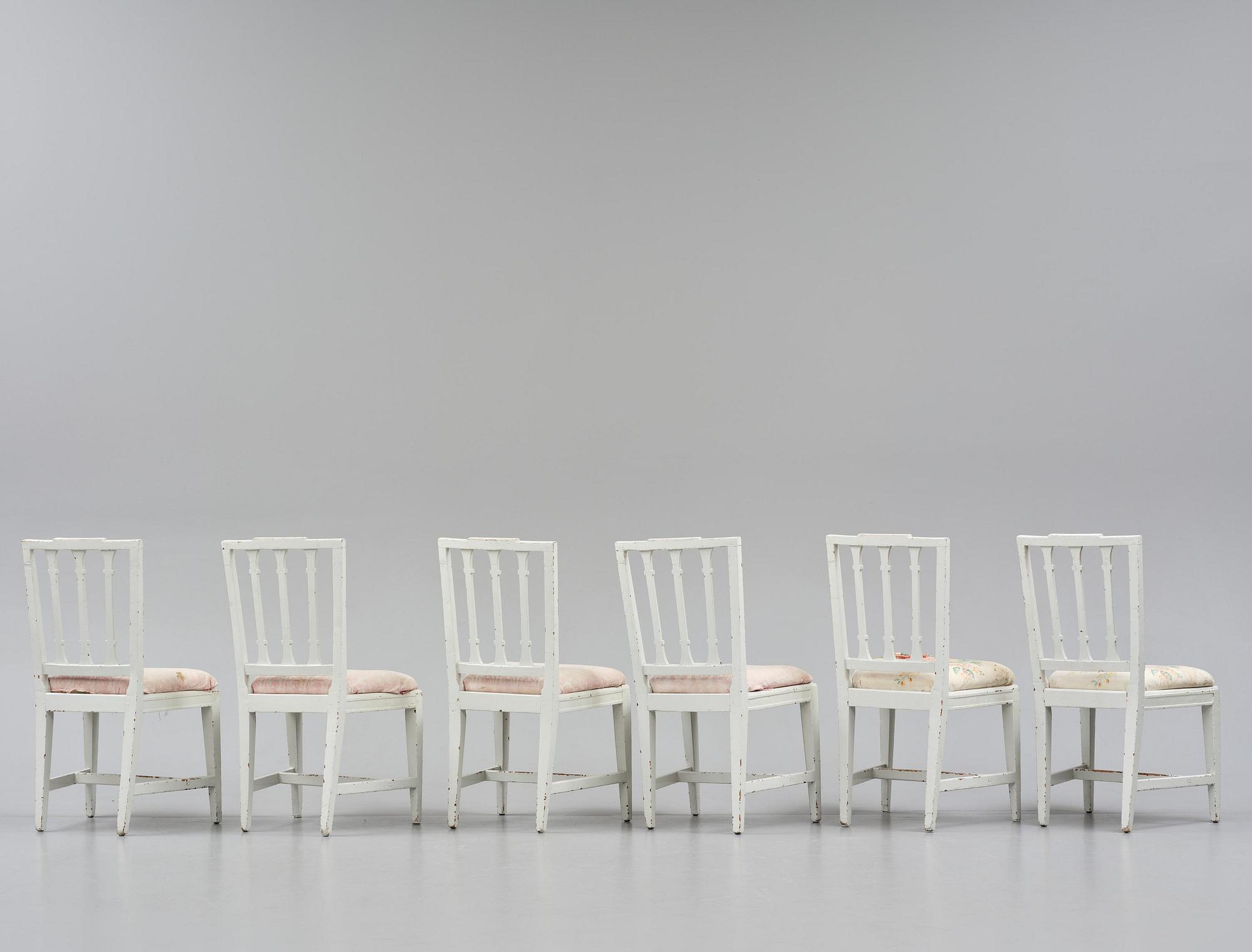 A set of six late Gustavian chairs by E. Öhrmark (master in Stockholm 1777-1813).