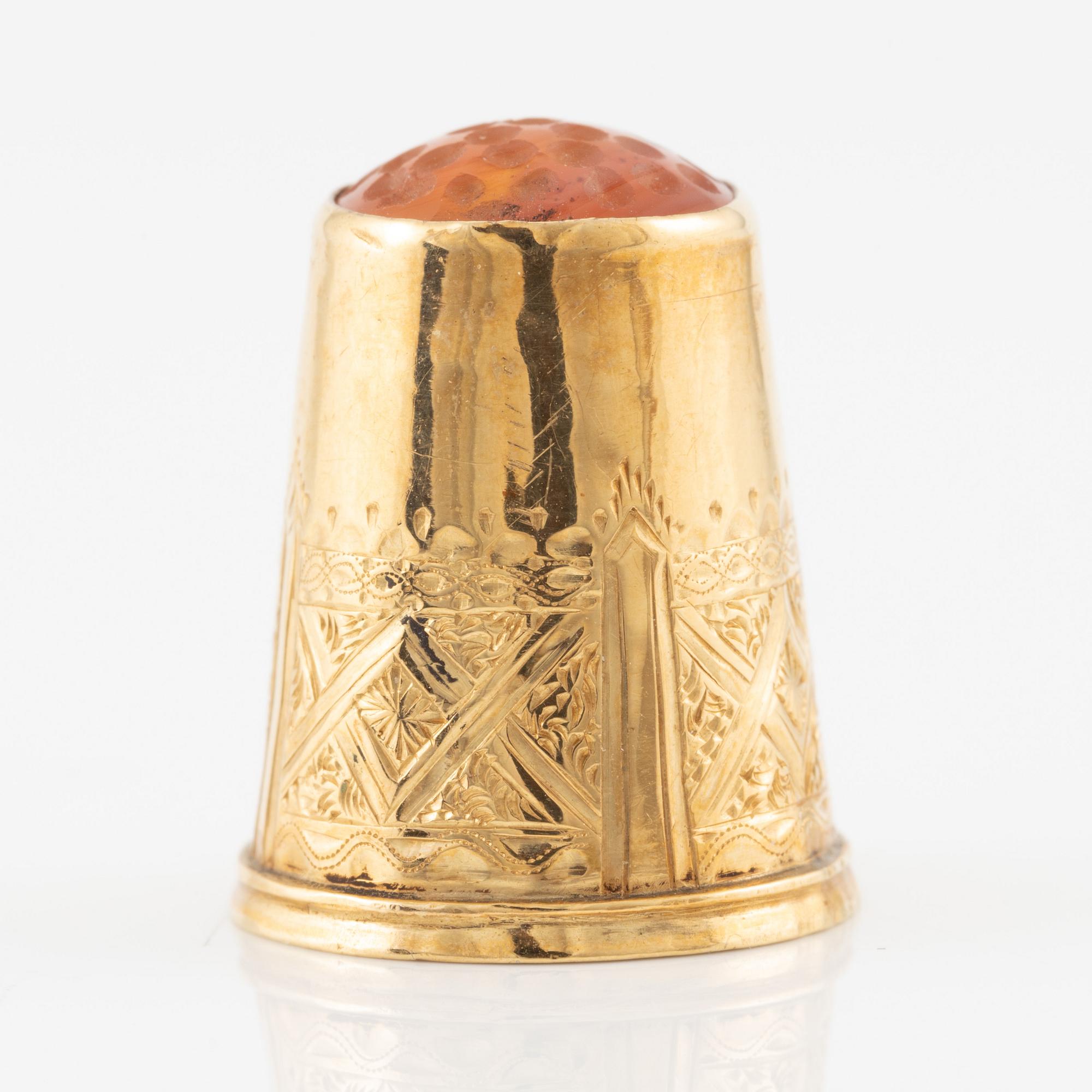 Thimble, ring, sleeve, 18K gold.