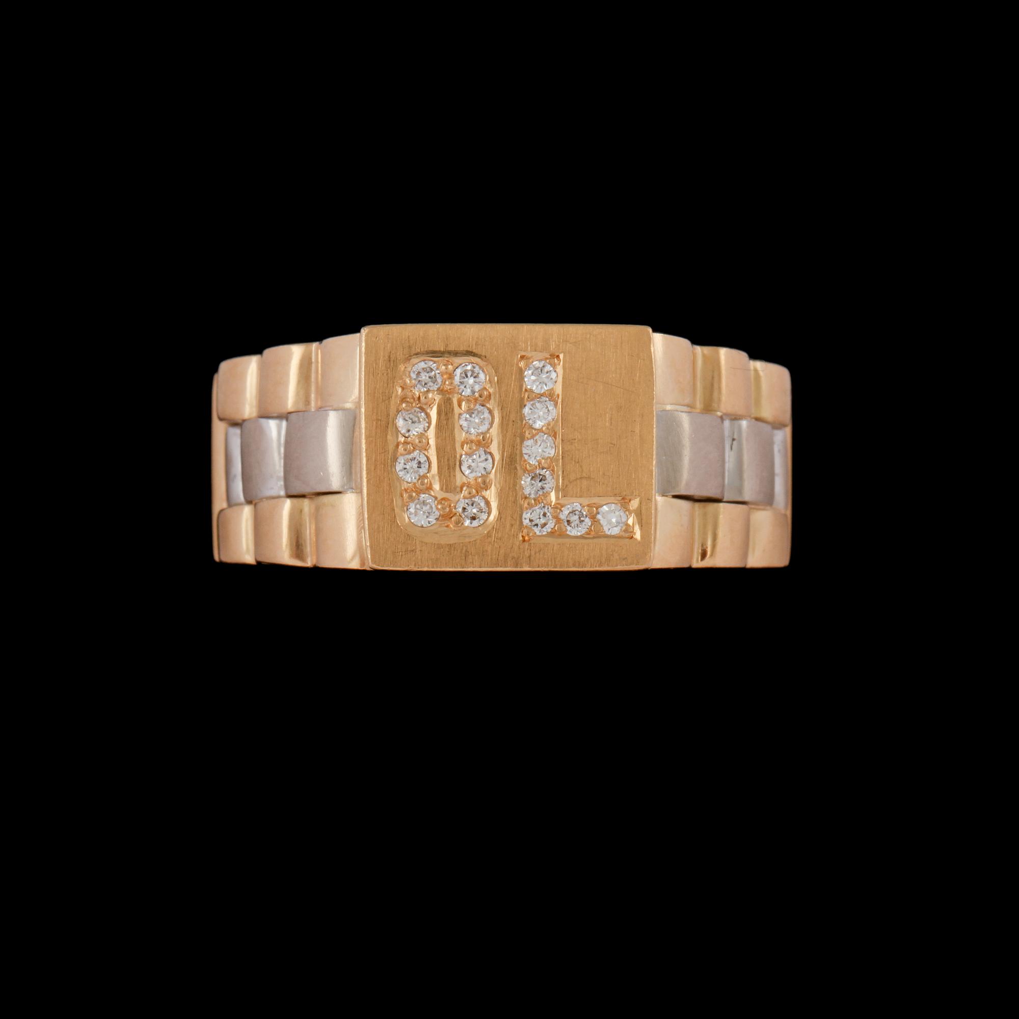 RING, 18k guld med 15 briljantslipade diamanter, ca 0.15 ct, Älvängens Guld & Silver, Göteborg, 1991. Vikt 13 g.