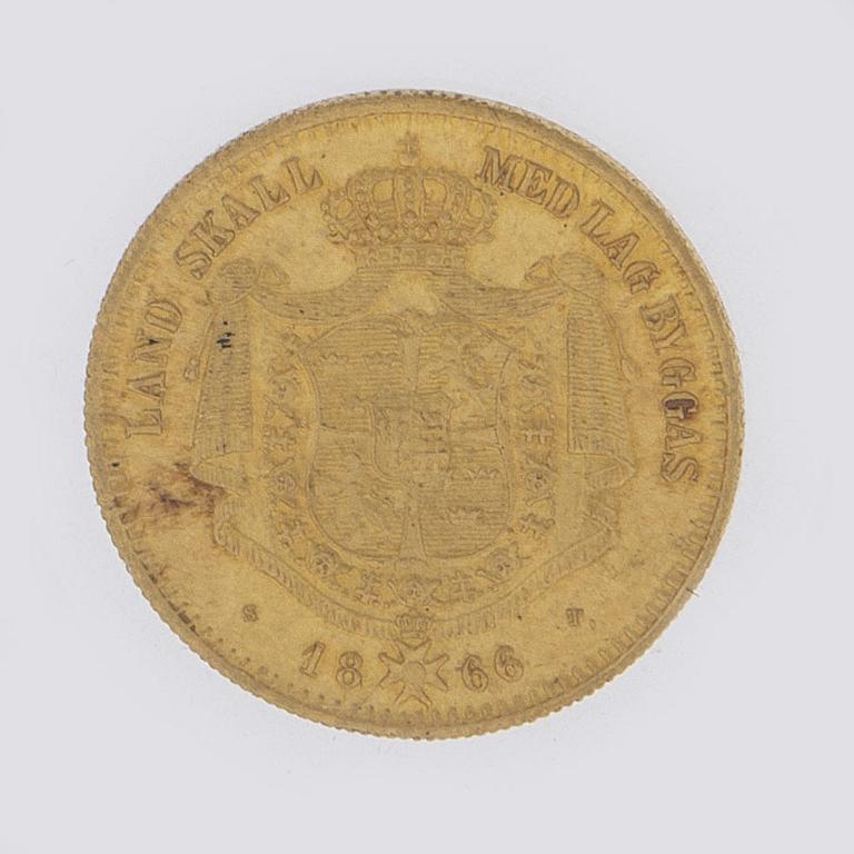 GULDMYNT, 1 Dukat, Karl XV av Sverige och Norge, 1865.