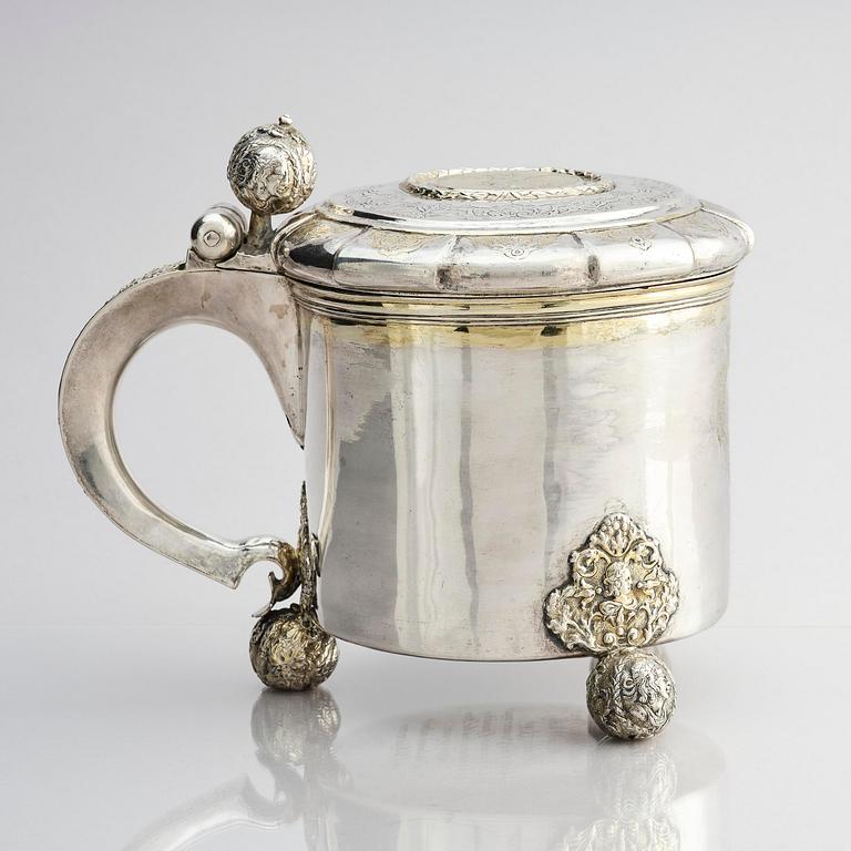 A Swedish 18th century parcel-gilt silver tankard, mark of Thomas Beckman the younger (active 1727-1765), Örebro.