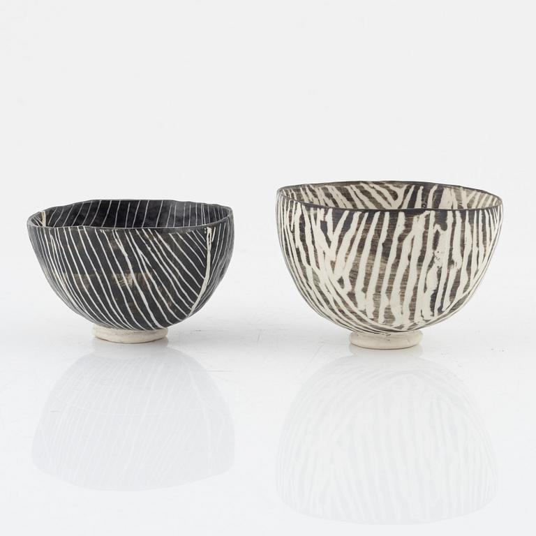 Priscilla Mourtizen, two bowls, own workshop, Denmark, circa 2000.