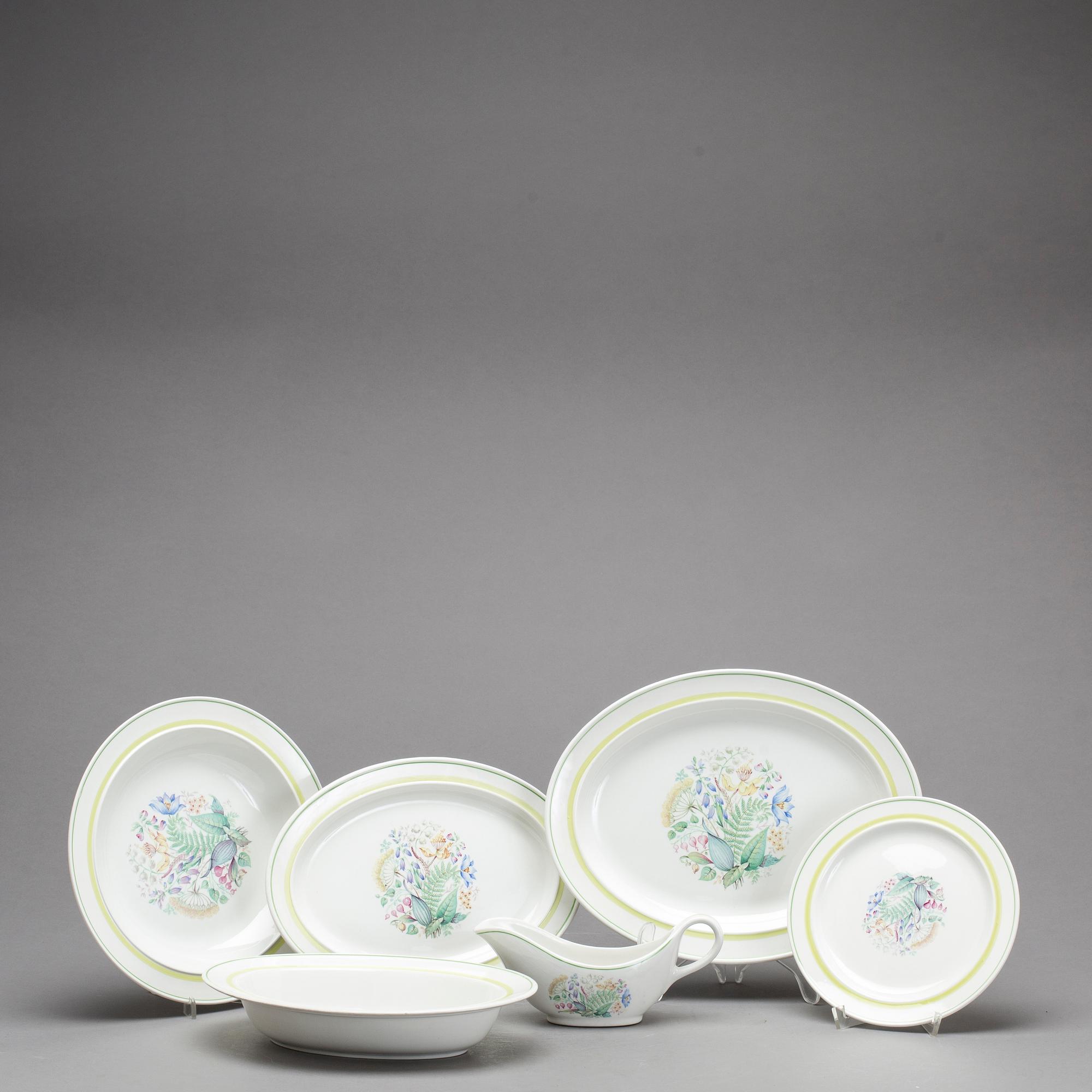 STIG LINDBERG, servis, 39 delar, "Frösö", Gustavsberg flintporslin, 1950-tal.