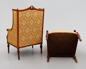 BERGÈRER, 1 par, Louis XVI-stil, 1800-/1900-tal.