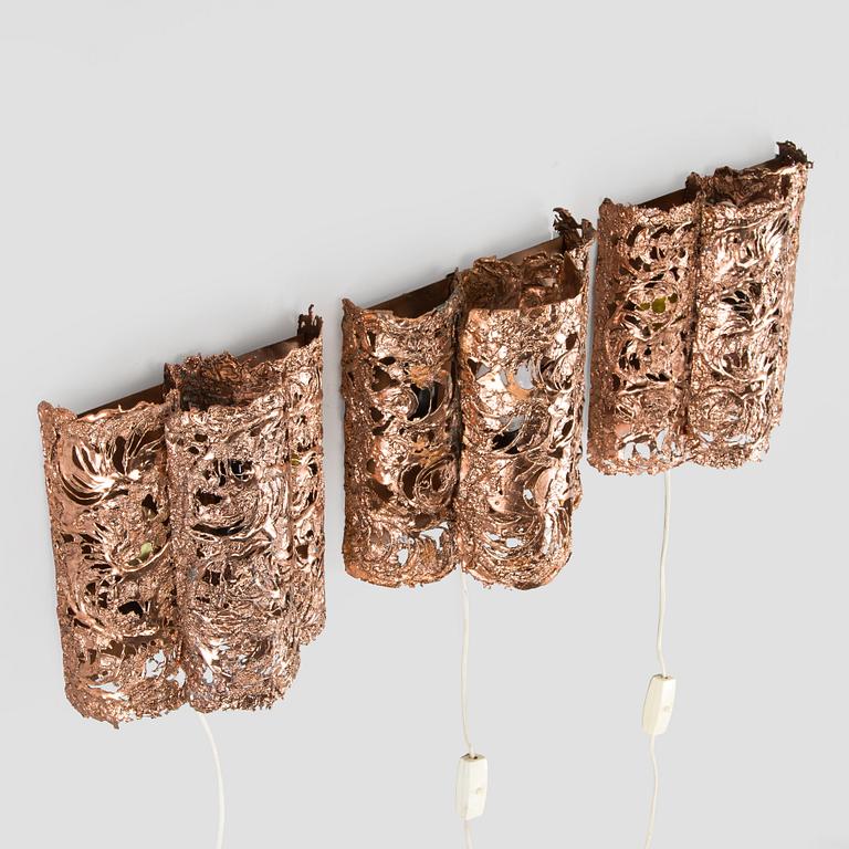 Aimo Ossi Kalevi Tukiainen, three 1960/70s wall lights for Oy Moonlight Ltd.