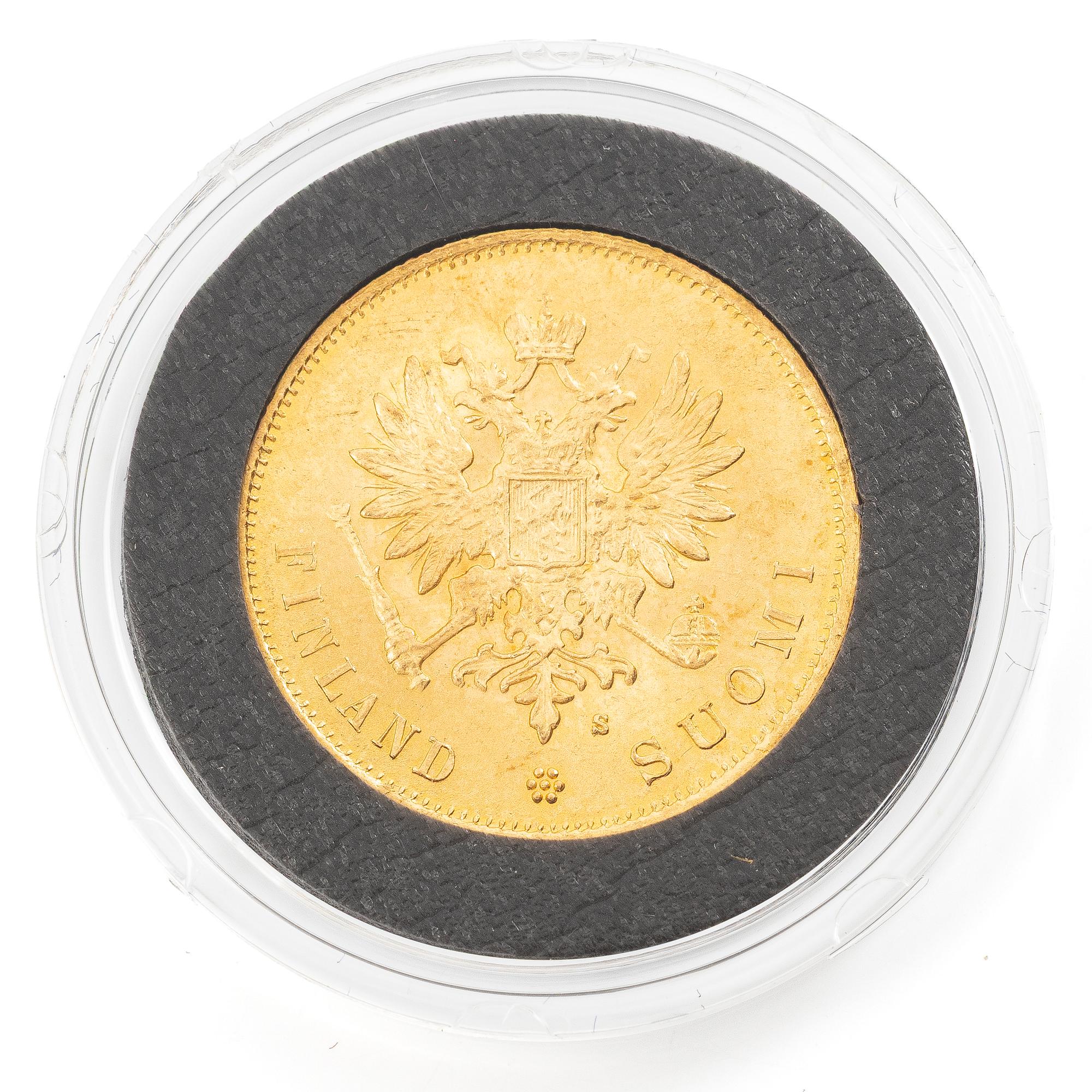 Guldmynt, Storhertigdömet Finland, Alexander III, 10 Markka 1882.