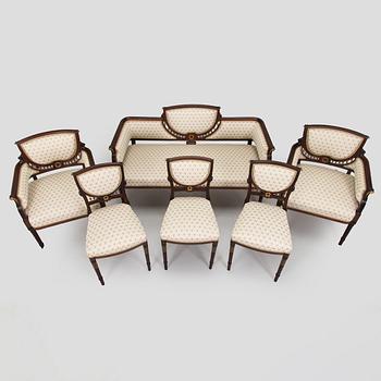 A six-piece furniture set, Nikolai Boman's, Turku, 1890s.