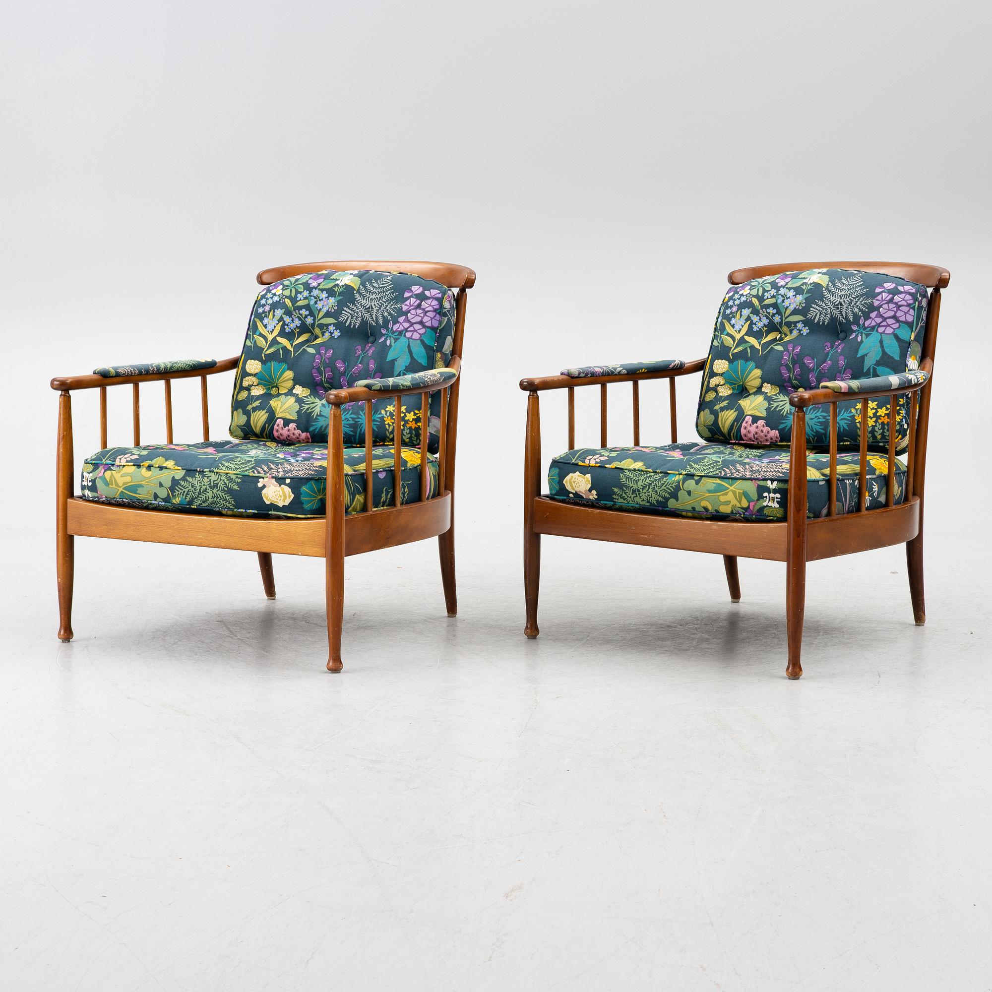 Kerstin Hörlin-Holmquist, armchairs a pair, "Skrindan", OPE-Möbler, second half of the 20th century.