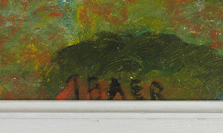 Primus Mortimer Pettersson, olja på pannå, signerad.