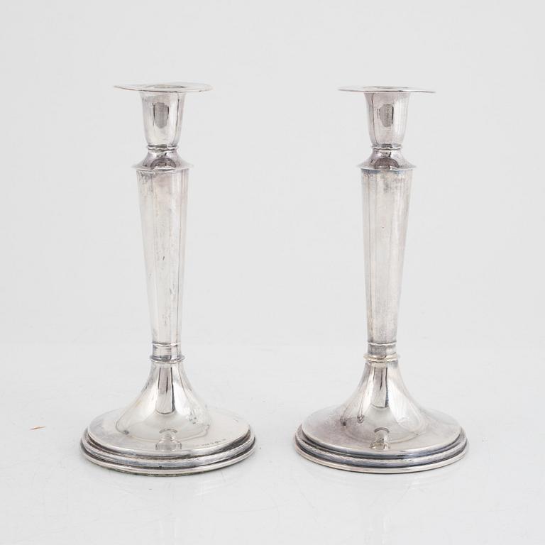 A pair of Swedish silver candlesticks, mark of Tesi, Gothenburg 1957.