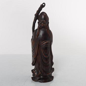 A Chinese Shoulao bamboo figure, Qing dynasty (1644-1912).