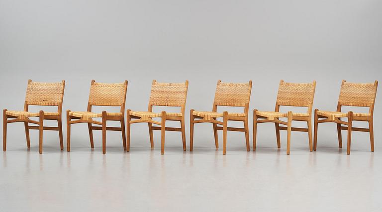 Hans J. Wegner, a set of six "CH31" chairs, Carl Hansen & Son, Denmark.