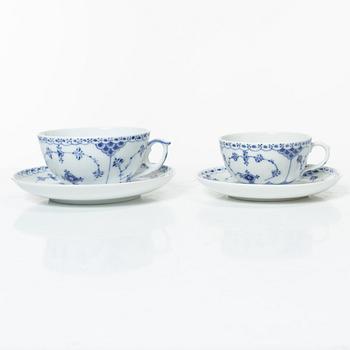 Royal Copenhagen, a 58-piece porcelain 'Blue Fluted' dinner and tea service, Denmark, mostly 1889-1934 but some pieces 1950-1984.