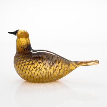 Oiva Toikka, a 'Karelian Golden Cuckoo' glass bird, signed O. Toikka Nuutajärvi.