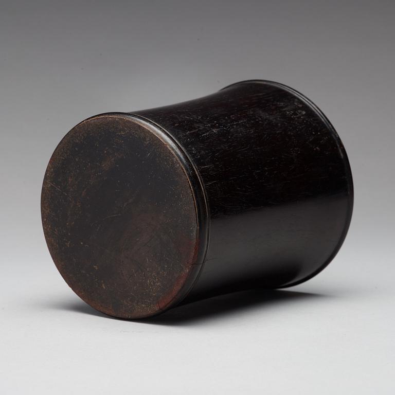 A chinese wooden brushpot, presumably Zitan, early 20th Century.