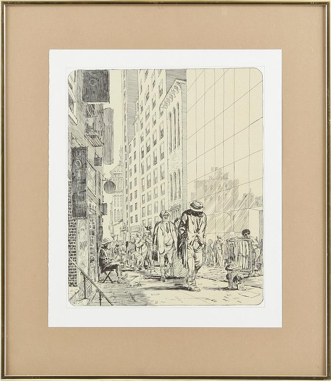 WILL EISNER, 6st, litografier, "City: a narrative", ett blad signerat, uppl 1500ex, utg Hollybrooks Graphics, 1980.