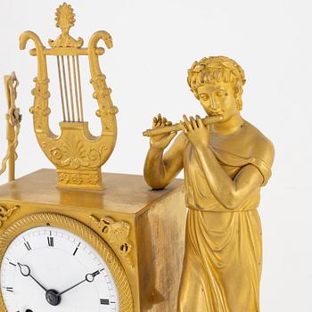 A French Empire ormolu mantel clock, first part of the 19th century.