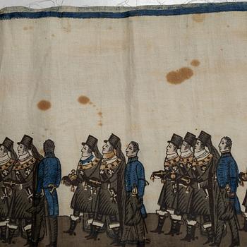 Minnesbonaden från 1844 över Karl XIV Johans begravningståg.
