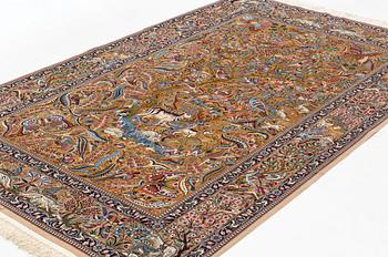 A carpet, old, Esfahan, part silk, signed Shabani, ca 246 x 161 cm.