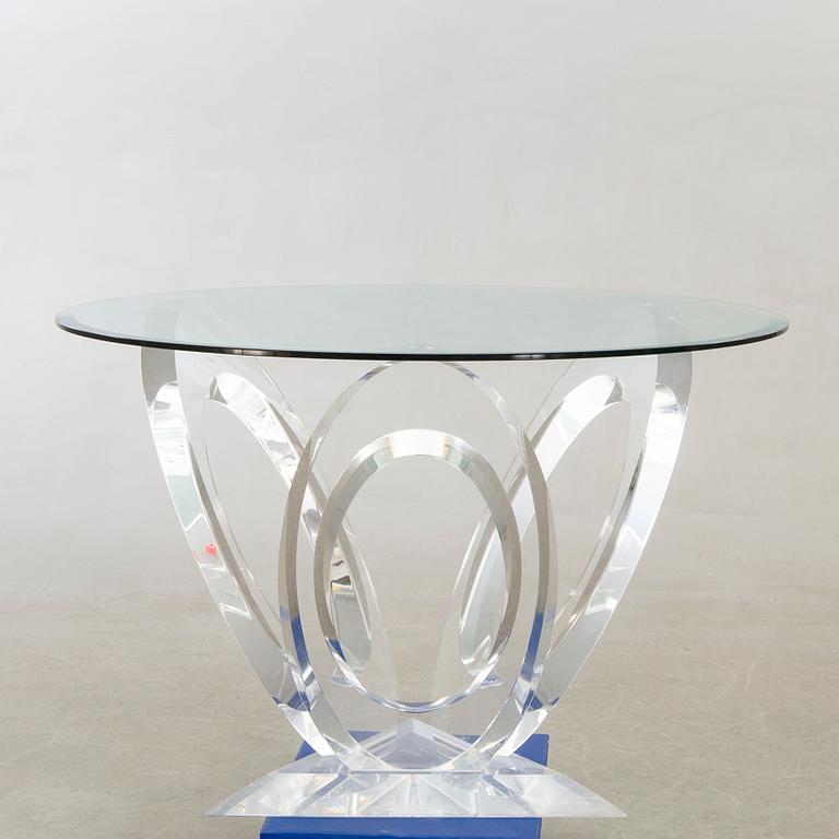 A Mikhail Loznikov signed glass and plexi dining table later part of the 20th century.