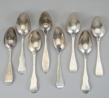 SKEDAR, 8st, silver, bla Johan Lindbom, Visby, 1796. Vikt ca 340g.