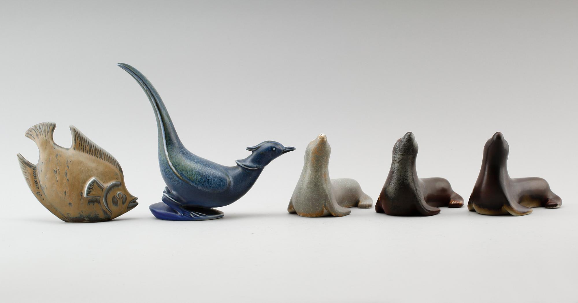 FIGURER, 5 delar, stengods, Gunnar Nylund, Rörstrand.