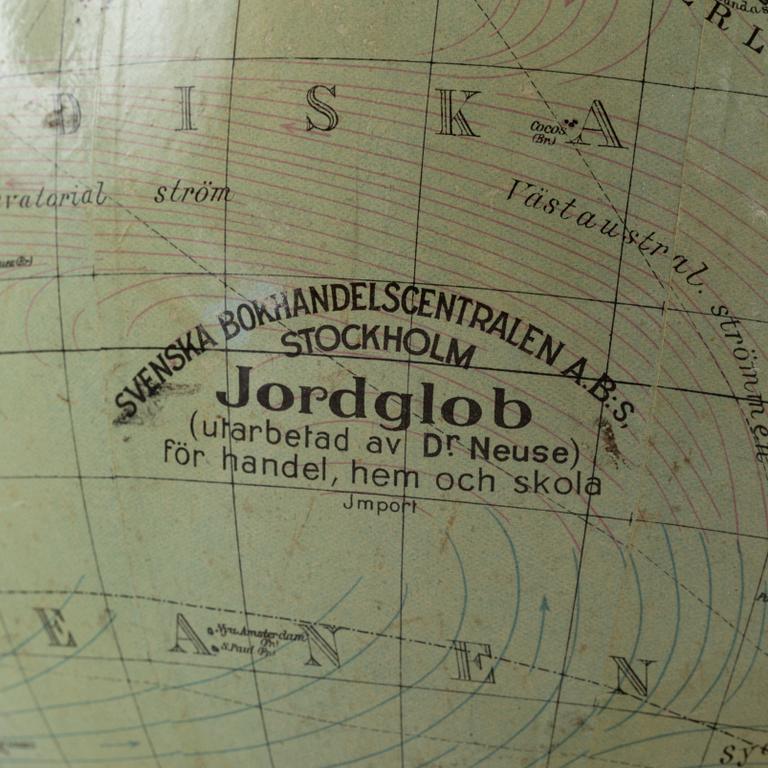 Jordglob, Svenska Bokhandelscentralen, Stockholm, 1900-talets mitt.