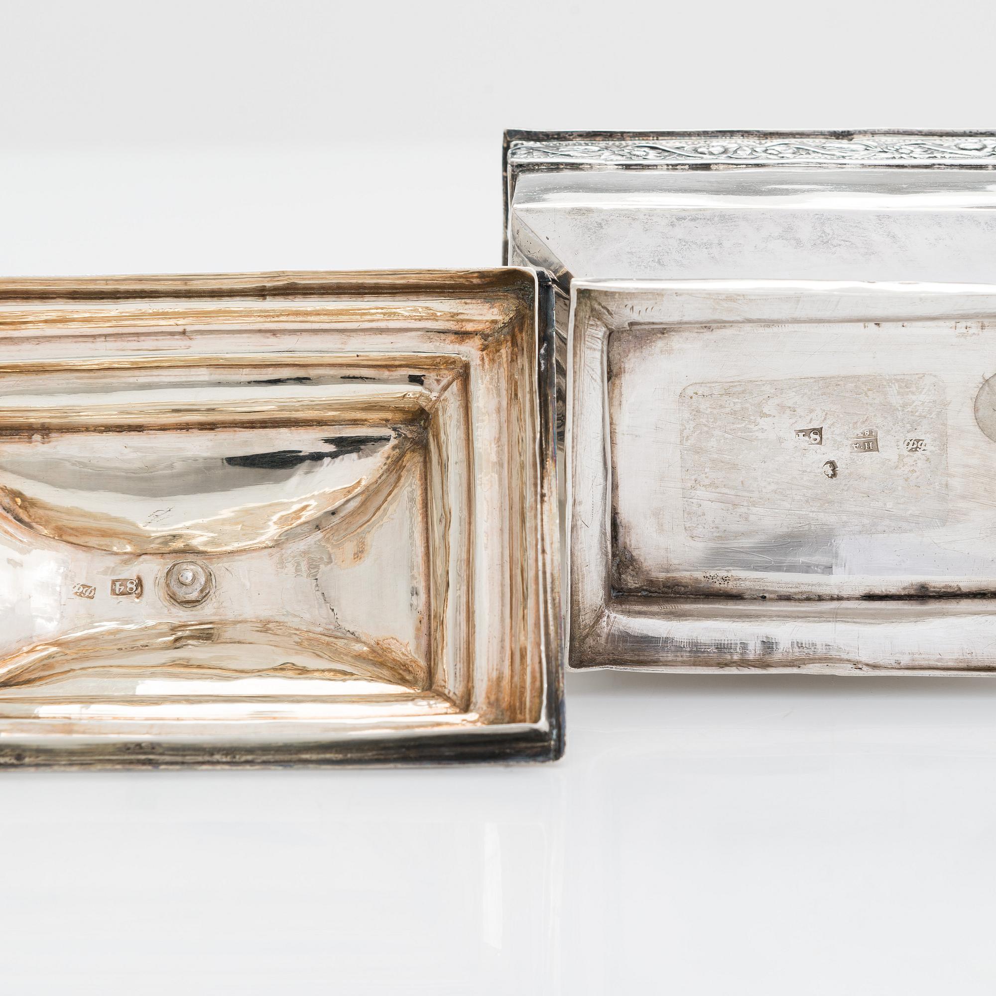 An 1830s three-piece silver tea set, Moscow, Russia.