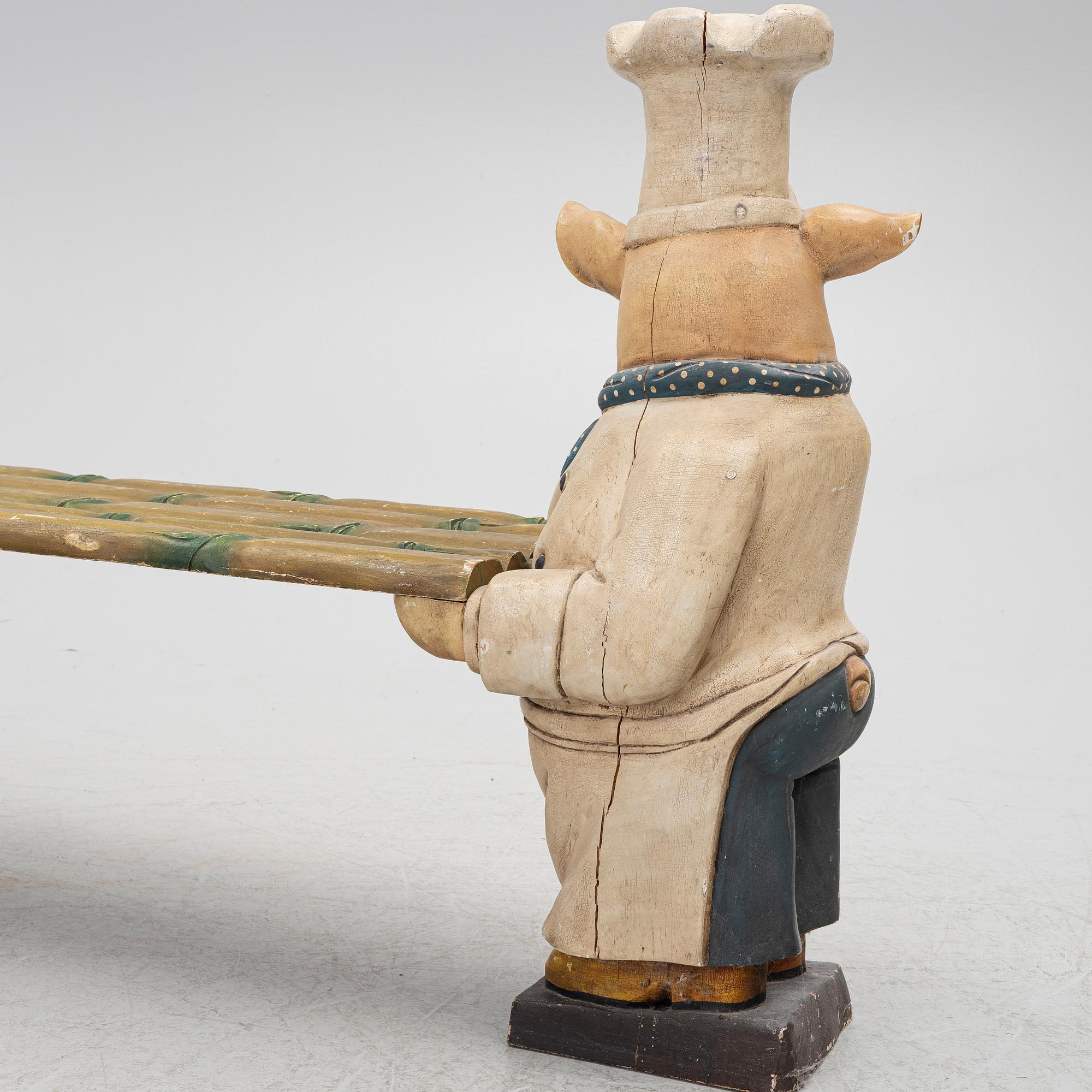 Bench with pigs, likely England, late 20th century.