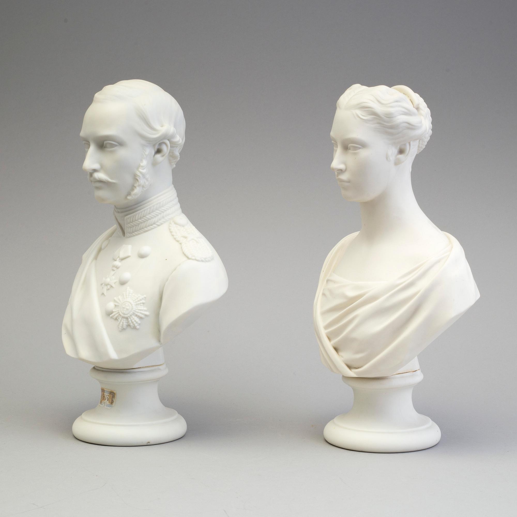 A PAIR OF PARIAN BUSTS, Gustafsberg, second half of the 19th century.