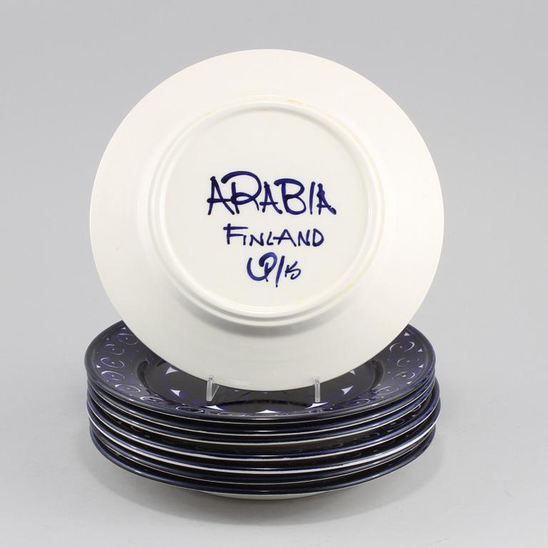 TALLRIKAR, 8 delar, porslin, "Valencia" Ulla Procopé, Arabia, Finland, 1900-talets andra hälft.