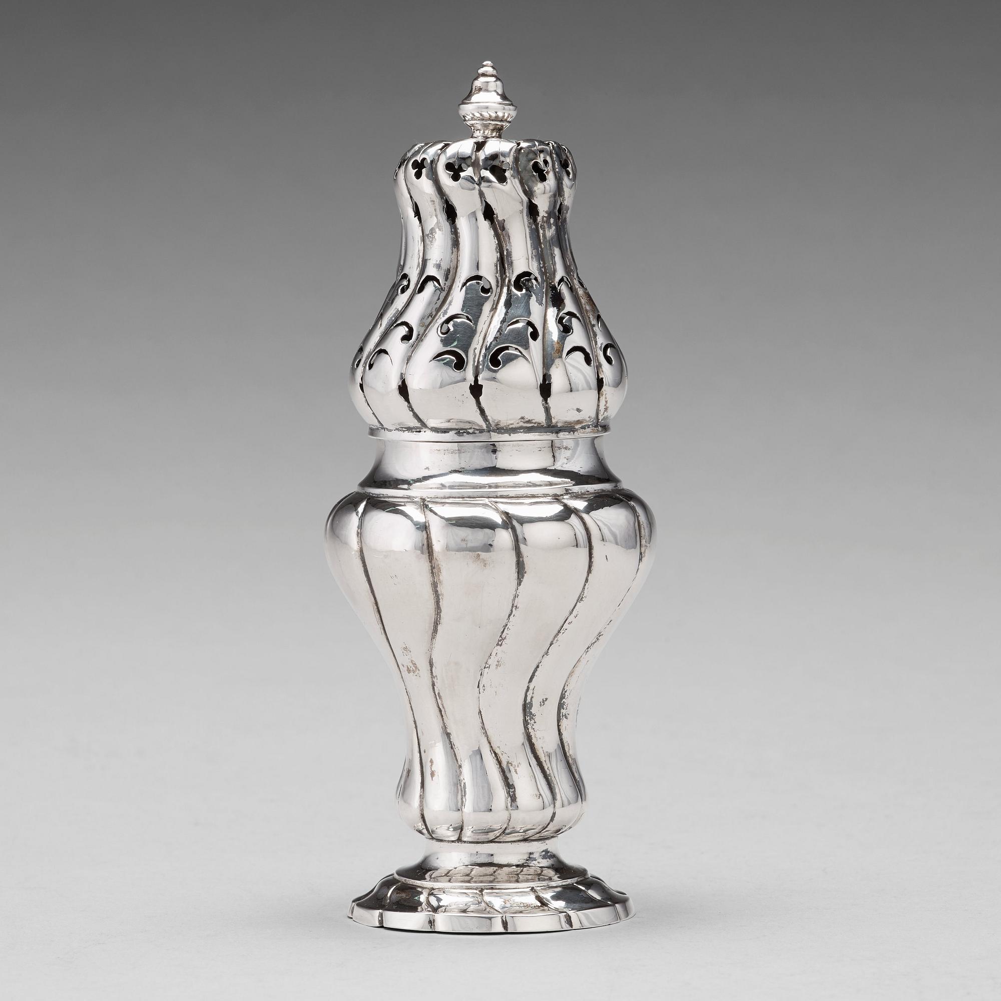 A Baltic 18th century sugar-caster, mark of Johan Diedrich Rehwald, Riga (1731-1781(-93)).