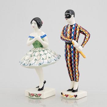 Rasmus Harboe, figurines, 2 pcs, faience, Aluminia, Denmark, early 20th Century.