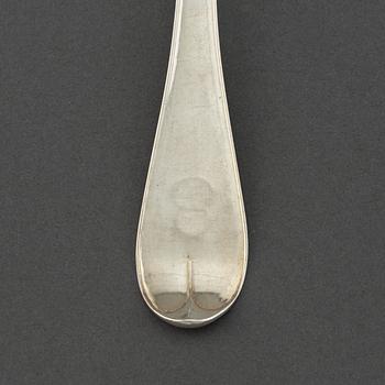 A set of six Swedish 19th century silver spoons, mark of Gustaf Otto Sjöberg, Falun 1810.