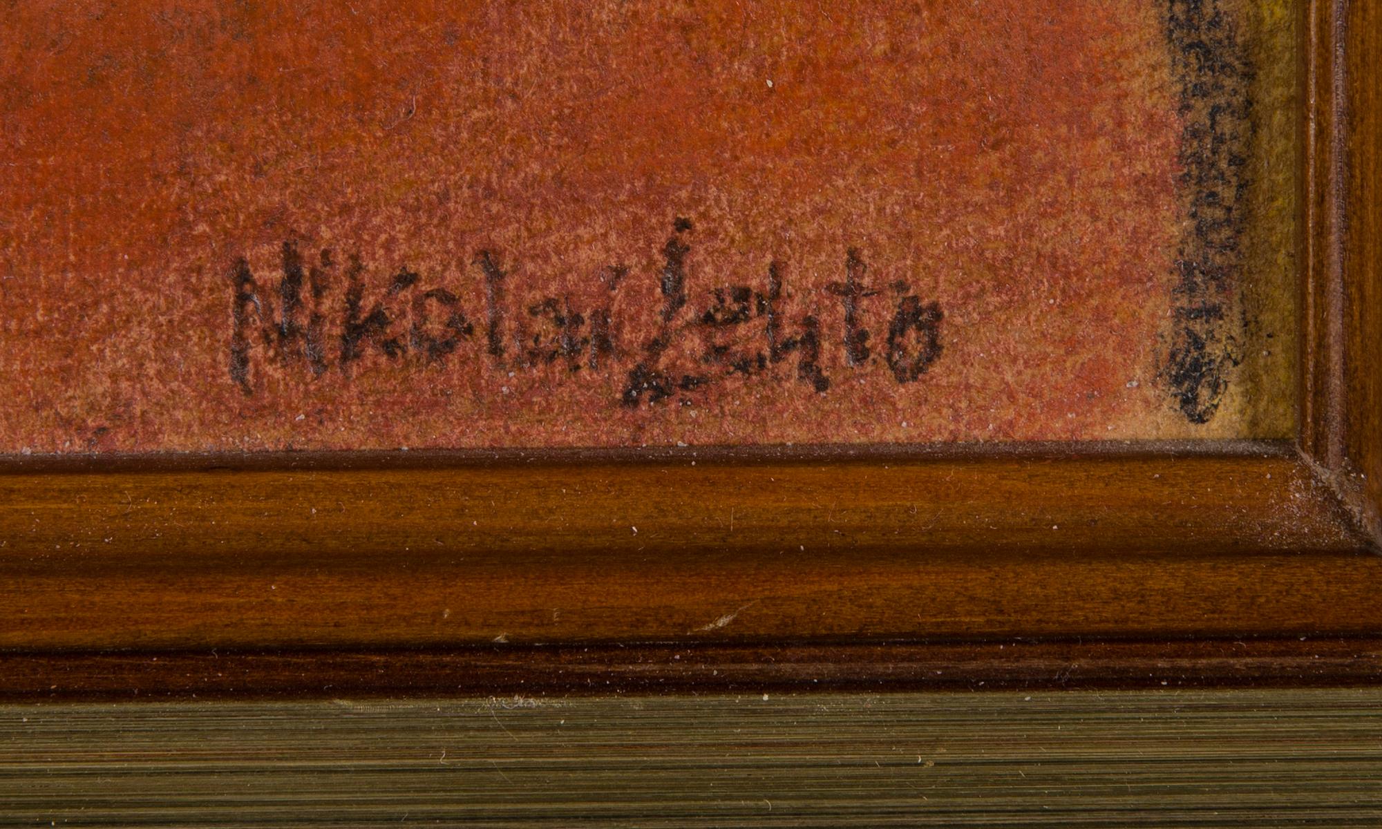 NIKOLAI LEHTO, blandteknik på skiva, signerad.