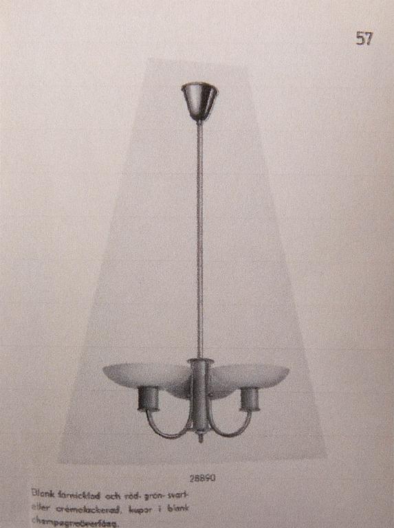 Erik Tidstrand, ceiling lamp, model "28890", Nordiska Kompaniet, 1930s-40s.